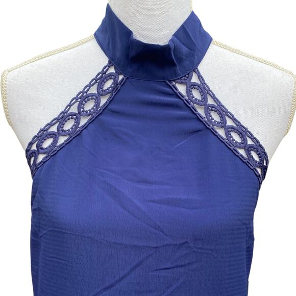 Lulus Any Sway Shape or Form Blue Lace Halter Dress Women's Size Small - Picture 7 of 11